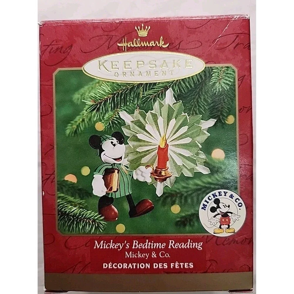 Hallmark Keepsake Ornament 2000 Mickey's Bedtime Reading Handcraft Mickey Mouse
